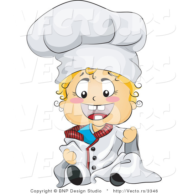 Vector of Happy Baby Chef in Uniform