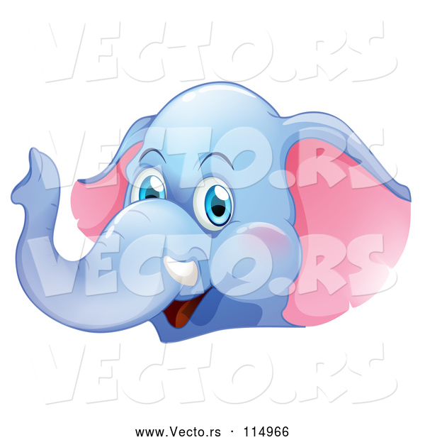 Vector of Happy Blue Elephant Cartoon