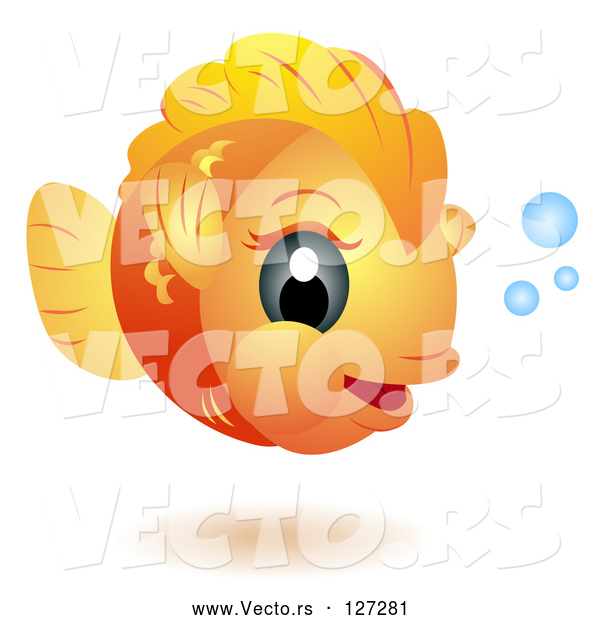 Vector of Happy Cartoon Big Headed Baby Goldfish