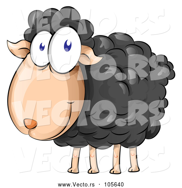 Vector of Happy Cartoon Black Sheep