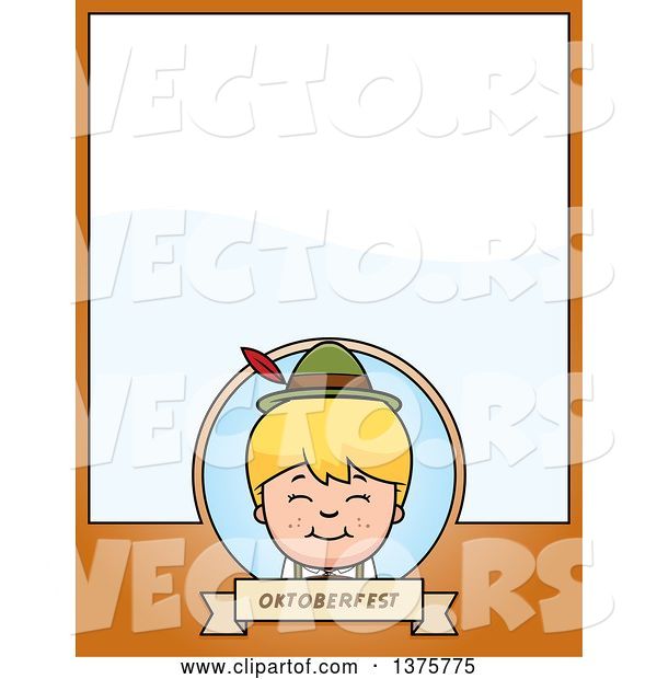 Vector of Happy Cartoon Blond Oktoberfest German Boy Page Border