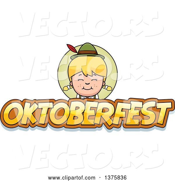 Vector of Happy Cartoon Blond Oktoberfest German Girl