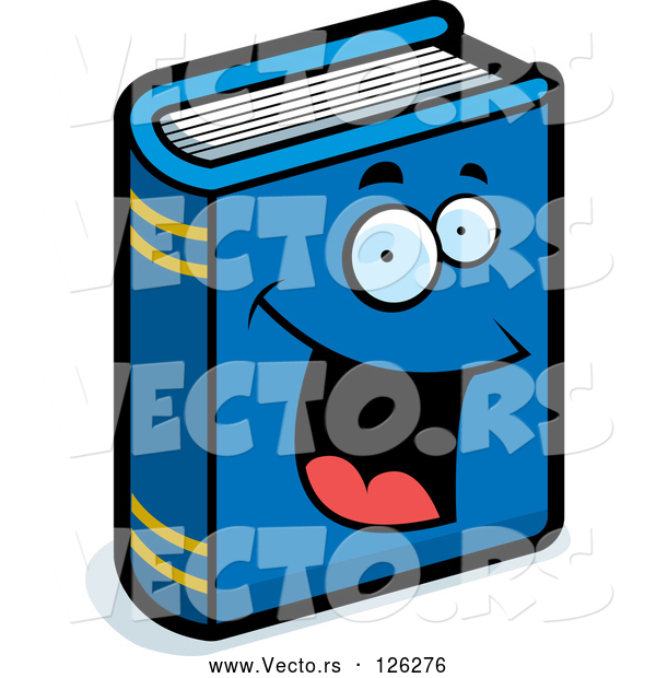 Vector of Happy Cartoon Blue Book