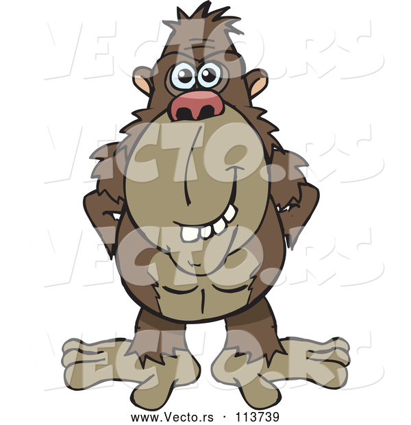 Vector of Happy Cartoon Brown Ape