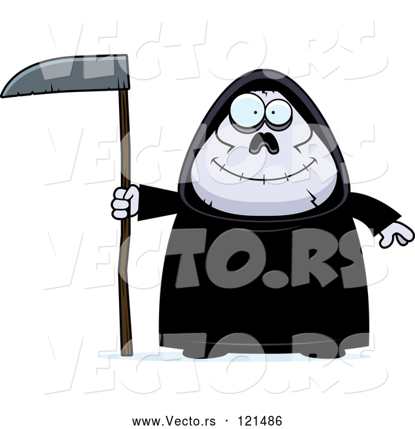 Vector of Happy Cartoon Chubby Grim Reaper