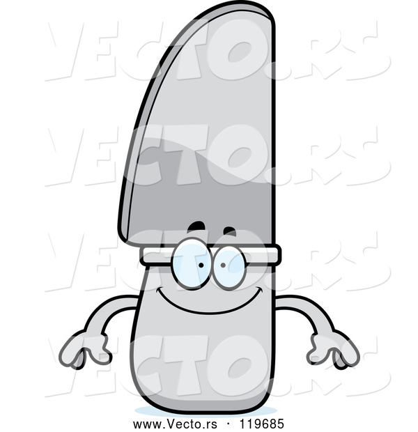 Vector of Happy Cartoon Knife Mascot