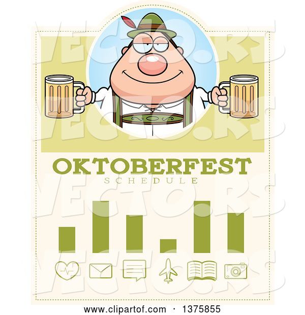 Vector of Happy Cartoon Oktoberfest German Guy Schedule Design