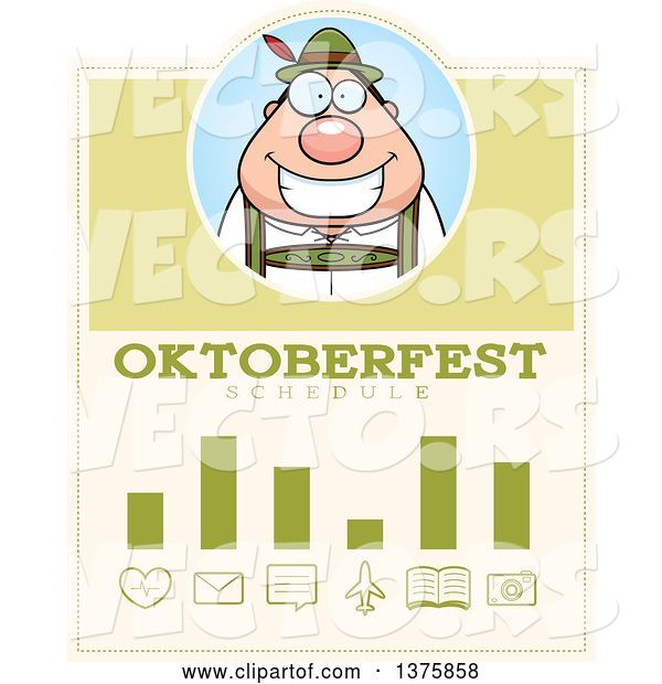 Vector of Happy Cartoon Oktoberfest German Guy Schedule Design