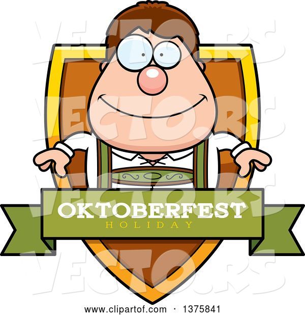 Vector of Happy Cartoon Oktoberfest German Guy Shield
