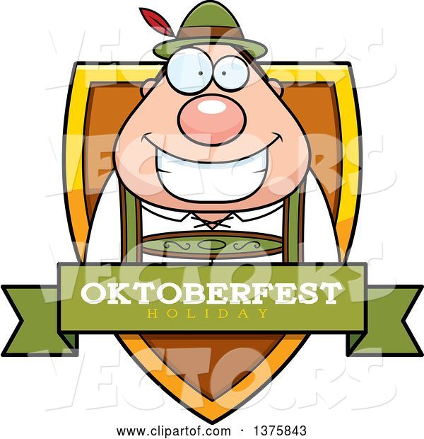 Vector of Happy Cartoon Oktoberfest German Guy Shield