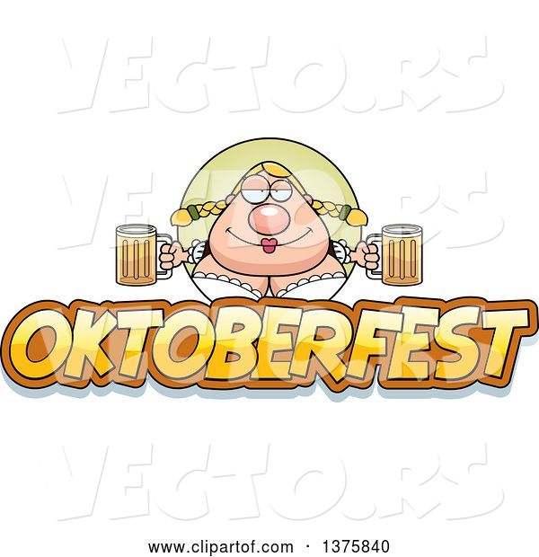 Vector of Happy Cartoon Oktoberfest German Lady