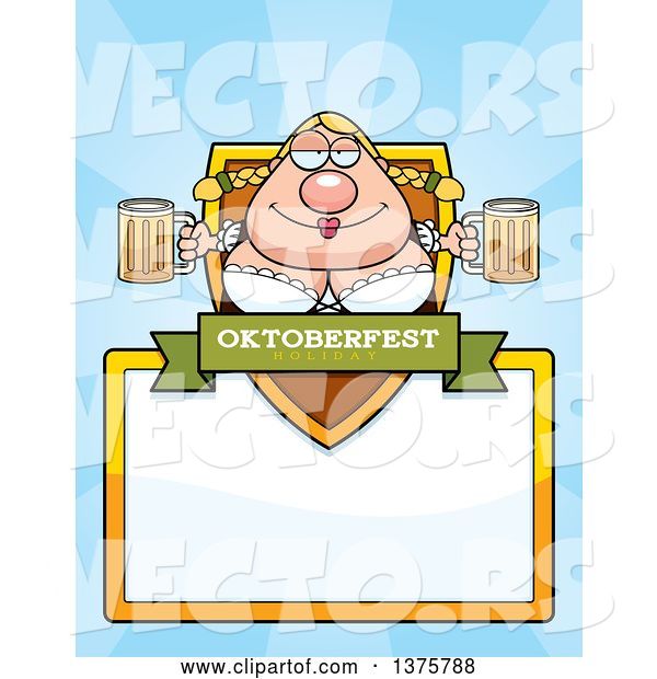 Vector of Happy Cartoon Oktoberfest German Lady Page Border