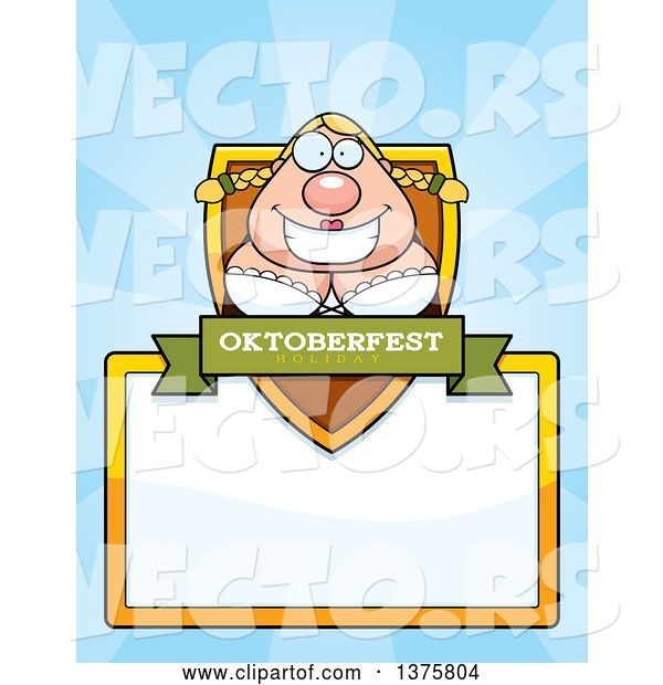 Vector of Happy Cartoon Oktoberfest German Lady Page Border