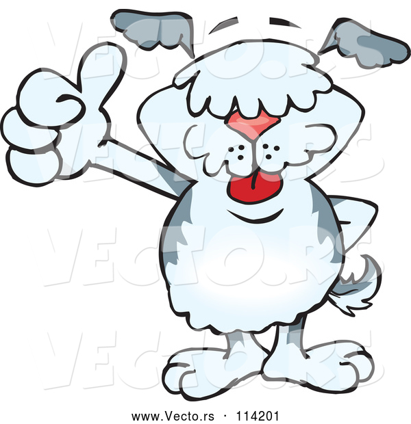 Vector of Happy Cartoon Old English Sheepdog Giving a Thumb up