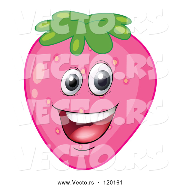 Vector of Happy Cartoon Pink Strawberry Mascot