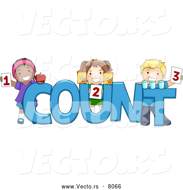 Vector of Happy Cartoon Preschool Children Beside the Word 'COUNT'