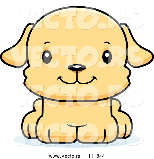 Vector of Happy Cartoon Puppy Dog