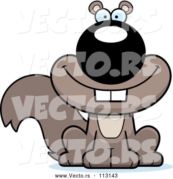 Vector of Happy Cartoon Sitting Squirrel