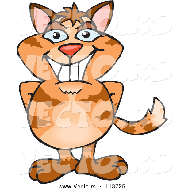 Vector of Happy Cartoon Tabby Cat Standing