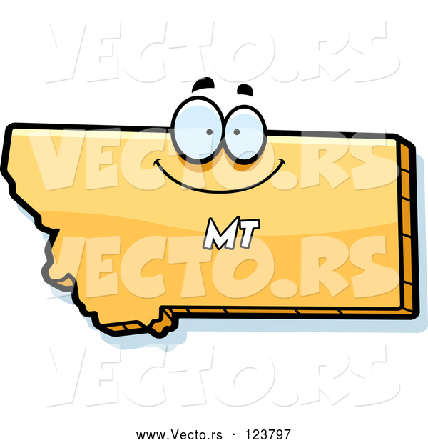 Vector of Happy Cartoon Yellow Montana State Character