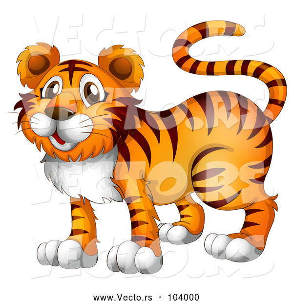 Vector of Happy Orange Cartoon Tiger