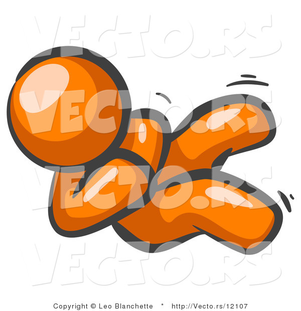 Vector of Happy Orange Guy Rolling on the Floor and Giggling with Laughter