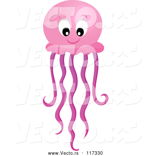 Vector of Happy Pink Jellyfish