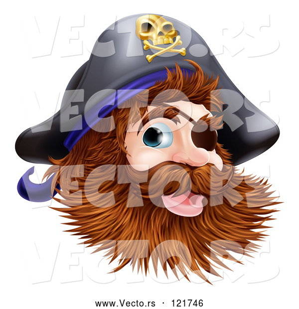 Vector of Happy Pirate Captain with an Eye Patch and Beard
