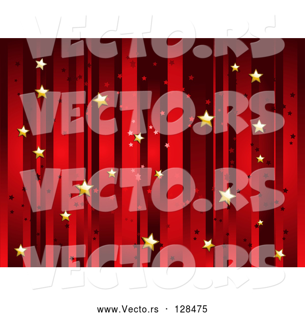 Vector of Horizontal Background of Vertical Red Stripes and Floating Gold Stars