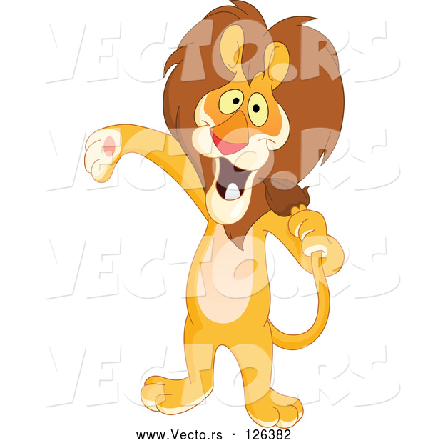 Vector of Host or Singer Lion Using His Tail like a Microphone