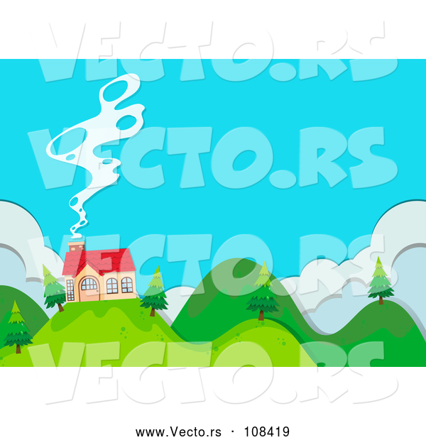 Vector of House on a Hilly Property