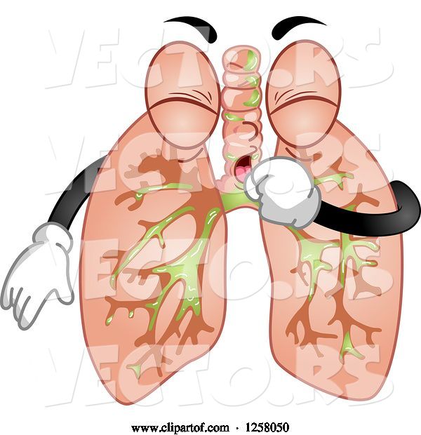 Vector of Human Lungs Character Coughing