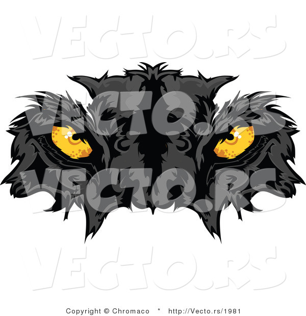 Vector of Intimidating Yellow Black Panther Eyes Staring