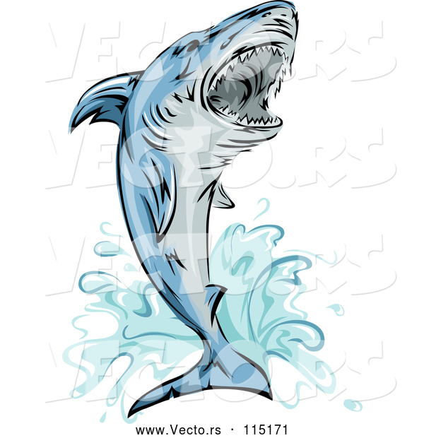 Vector of Jumping Attacking Shark Mascot