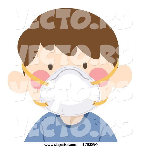 Vector of Kid Boy N95 Masks Protect Illustration
