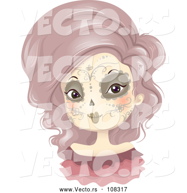 Vector of Lady in Day of the Dead Makeup