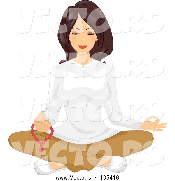 Vector of Lady Meditating with Mala Beads