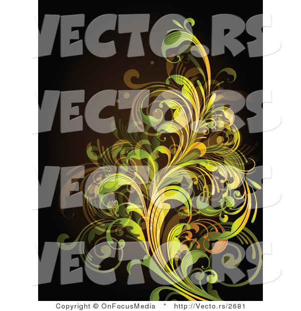 Vector of Leafy Floral Vines Background Design Version 17