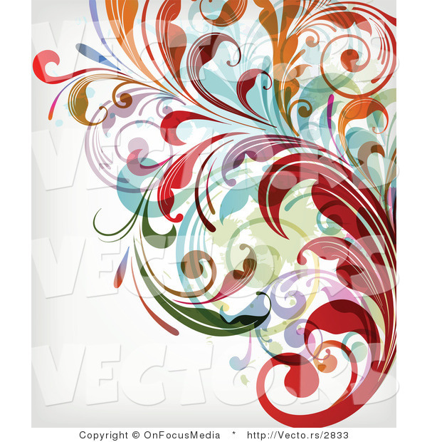Vector of Leafy Floral Vines Background Design Version 28