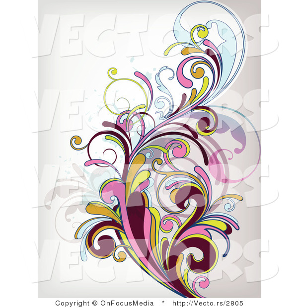 Vector of Leafy Floral Vines Background Design Version 34