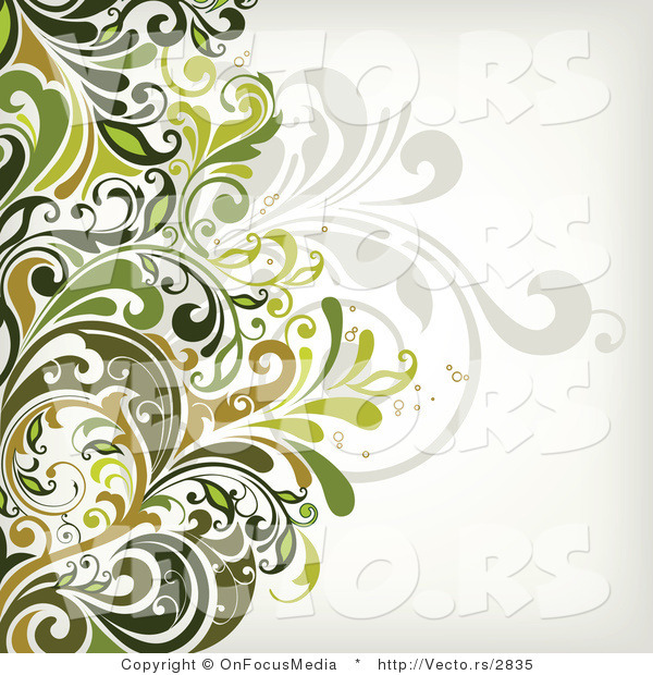 Vector of Leafy Floral Vines Background Design Version 7