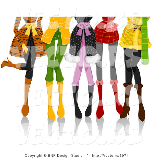 Vector of Legs of Fashionable Girls Wearing Winter Clothes