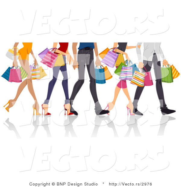 Vector of Legs of Shopping Guys and Girls