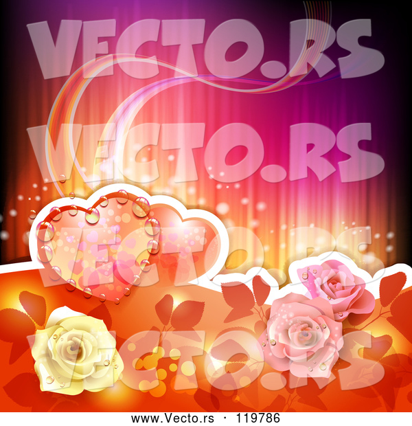 Vector of Love Hearts and Roses Background