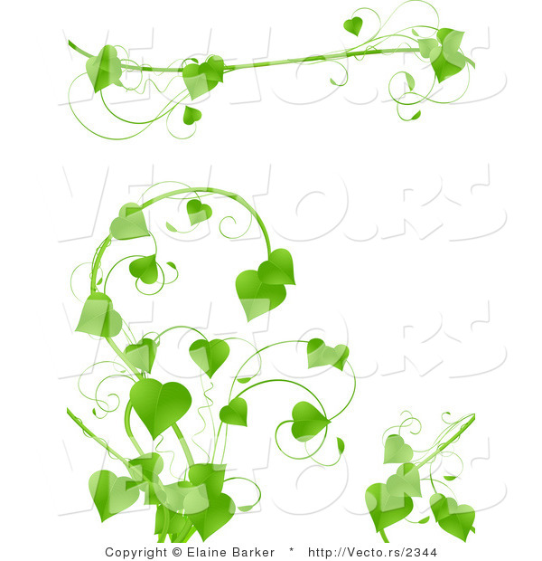 Vector of Lush Green Vines with Hearts - Background Border Design Elements