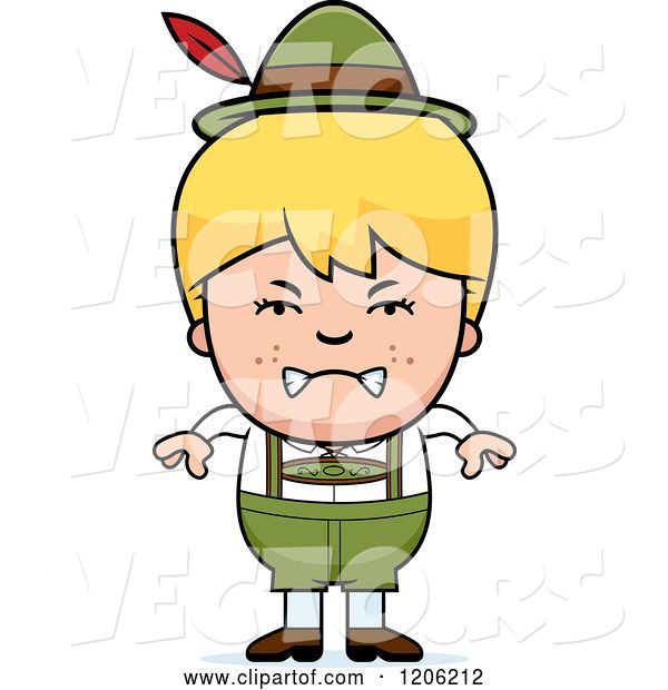 Vector of Mad Cartoon Blond Oktoberfest German Boy