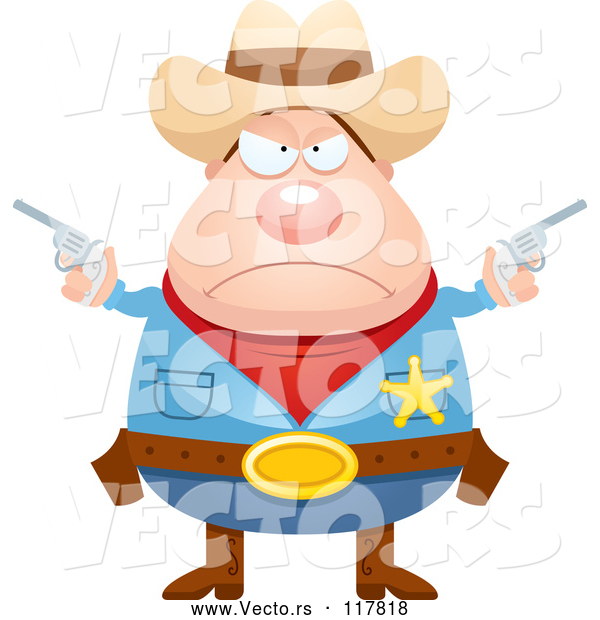 Vector of Mad Sheriff Cowboy with Pistols