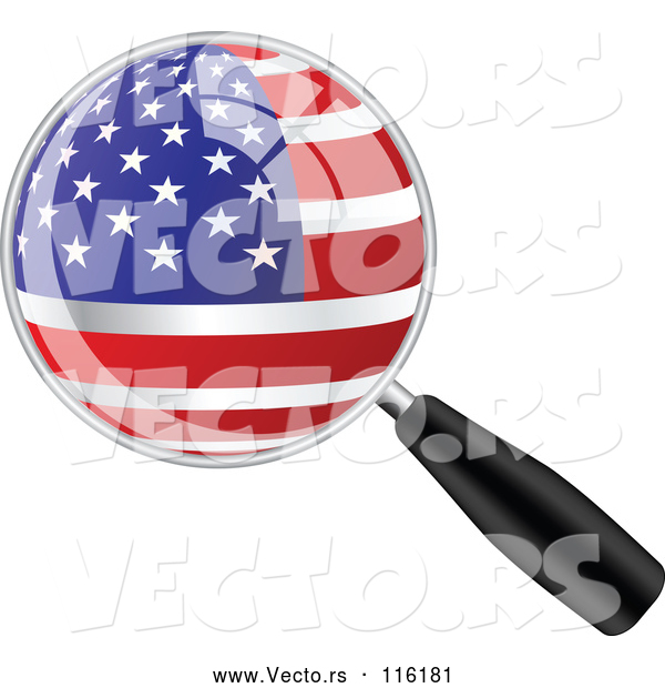 Vector of Magnifing Glass with an American Flag
