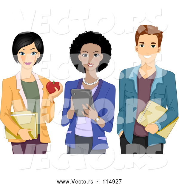 Vector of Male and Two Female Teachers