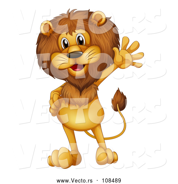 Vector of Male Lion Waving